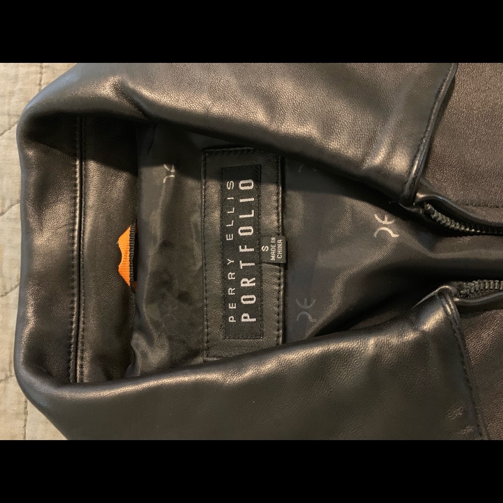 Perry Ellis Portfolio - Black Leather Jacket, NWOT